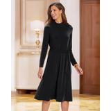 Appleseeds Women's Travel Luxe Jewel-Button Dress - Black - L - Misses