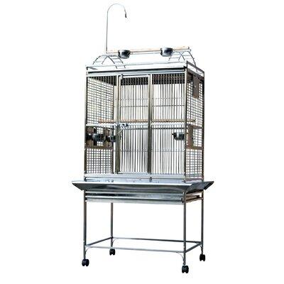 Tucker Murphy Pet™ Chastainjr Medium Play Top Bird Cage w/ Bird Toy Hook Steel in Blue/Gray | 66 H x 23 W x 32 D in | Wayfair