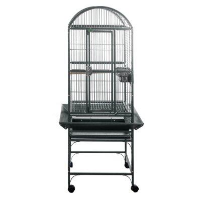 Tucker Murphy Pet™ Chineka 51" Iron Dome Top Floor Bird Cage w/ Wheels Iron in Gray | 51 H x 41 W x 35 D in | Wayfair