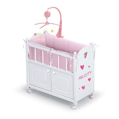 Badger Basket Cabinet Doll Crib w/ Gingham Bedding & Free Personalization Kit - White/Pink Wood in Brown | 24 H x 24 W x 12.25 D in | Wayfair 01721