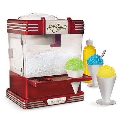 Nostalgia Retro Single Countertop Snow Cone Maker, Stainless Steel in Red, Size 13.5 H x 10.5 W x 10.75 D in | Wayfair 082677236029