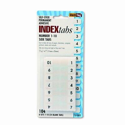 Redi-Tag Corporation Side-Mount Self-Stick Plastic Index Tabs Nos 1-10, 1in, WE, 104/pack in White | Wayfair RTG31001
