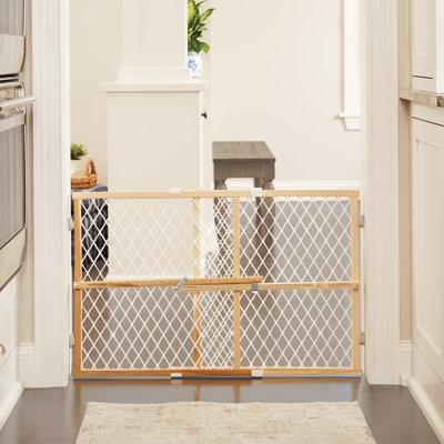 Toddleroo by North States Diamond Mesh Safety Gate Wood/Plastic/Wood (a more stylish option) in Brown/White | 23 H x 42 W in | Wayfair 4600
