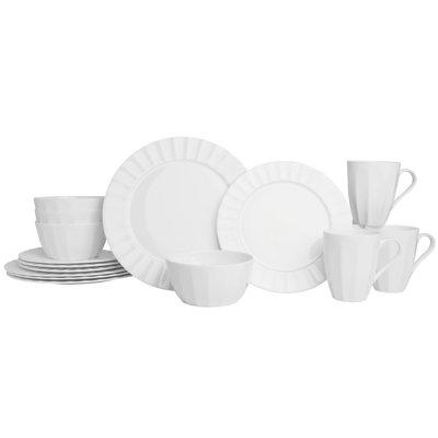 Fitz and Floyd Nevaeh Fluted 16-Piece Chip-Resistant Bone China Dinnerware Set, Service for 4 Bone China/Ceramic in White | Wayfair 5304571