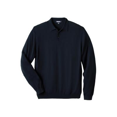 Men's Big & Tall Lightweight Polo Sweater by KingSize in Black (Size 4XL)