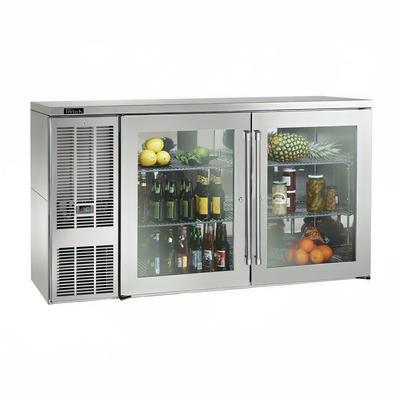 Perlick BBS60-SG-L-STK 60" Bar Refrigerator - 2 Swinging Glass Doors, Stainless, 120v, 60" x 24 3/4" x 34 9/16", Silver