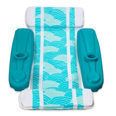 XtremepowerUS Marina Floating Swimming Pool Chaise w/ Padded Cushion & Dual Cup Holder, Aqua Blue | 17 H x 38 W x 57 D in | Wayfair 90137