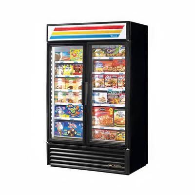 True GDM-43F-HC~TSL01 47 1/8" 2 Section Display Freezer w/ Swing Doors - Bottom Mount Compressor, Black, 115v | True Refrigeration