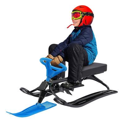 YYBUSHER Outdoor Ski Snow Sled Slider Board Plastic/Metal in Blue | 15 H x 31.5 W x 19.3 D in | Wayfair YYBUSHER12285