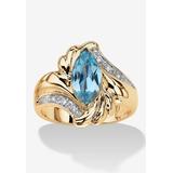 Women's 2.05 Tcw Marquise-Cut Aqua Cubic Zirconia Gold-Plated Bypass Cocktail Ring by PalmBeach Jewelry in Gold (Size 9)