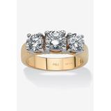 Women's 2.28 Tcw Round Cubic Zirconia Three-Stone Anniversary Ring Gold-Plated by PalmBeach Jewelry in Gold (Size 8)