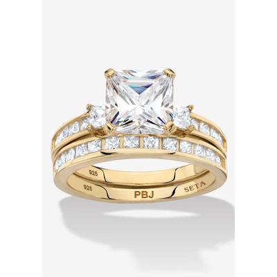 Women's 3.62 Cttw 2-Piece 14K Gold Plated .925 Silver Cubic Zirconia Wedding Ring Set by PalmBeach Jewelry in Gold (Size 7)