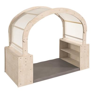 Flash Furniture Bright Beginnings 31 1 2  x 70 3 4  x 58 1 4  Wooden Reading Nook with 2 Storage Shelf Units and Canopy