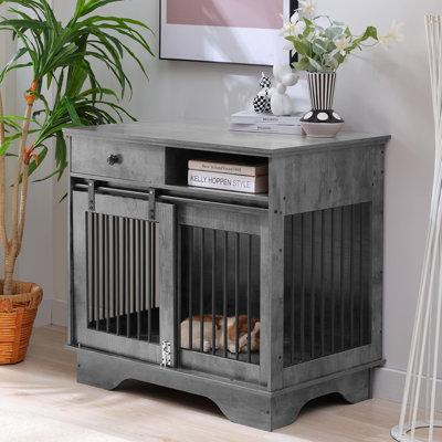 Tucker Murphy Pet™ Furniture Style Dog Crate, en Dog Crate w/ Storage Drawers, Dog Furniture End Table, Indoor Dog Kennel w/ Sliding Doors | Wayfair