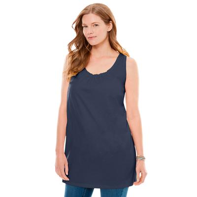 Plus Size Women's Perfect Sleeveless Shirred U-Neck Tunic by Woman Within in Navy (Size 38/40)