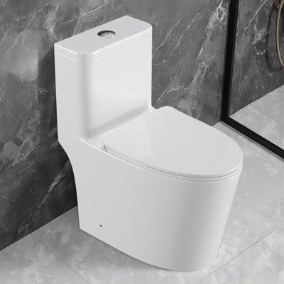Upiker 1.6 GPF Elongated Comfort Height Floor Mounted One-Piece Toilet (Seat Included), Ceramic in White | 30.7 H x 15.8 W x 27.2 D in | Wayfair