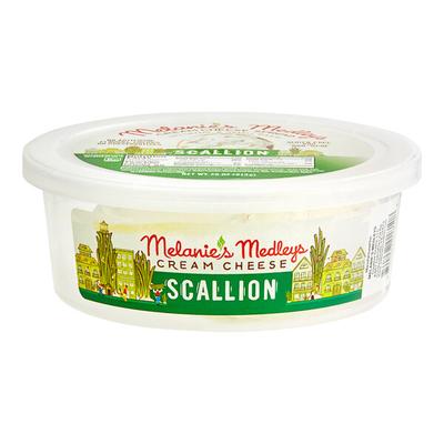 Melanie's Medleys Scallion Cream Cheese 7.5 oz. Tub - 12/Case