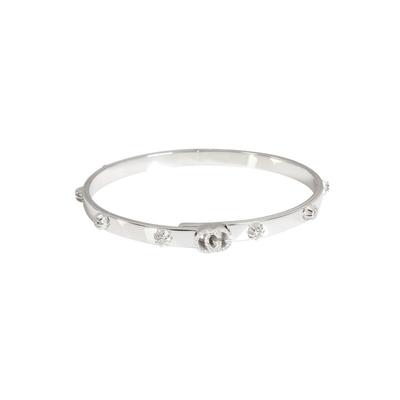 Gucci Jewelry | Gucci Running G Diamond Slim Bangle In 18 White Gold 0.41 Ctw | Color: Silver | Size: Os