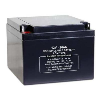 ZORO SELECT 47041 Sealed Lead Acid Battery,12V,26Ah,AGM