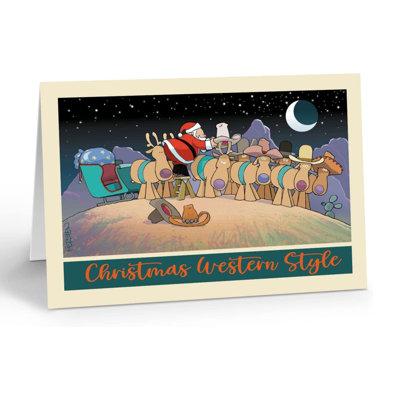The Holiday Aisle® - 18 Cowboy Hats Christmas Cards & Envelopes, Santa Goes Western Style in Green/Red | Wayfair BC2BDFDEF59C4B45ACCFF12F5174013B