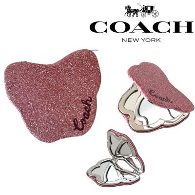 Coach Accessories | Designer Coach Pink Glitter Bling Butterfly Shaped Pocket Compact Mirror | Color: Pink | Size: Os