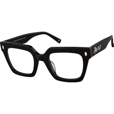 Zenni Women's Square Prescription Glasses Black Plastic Full Rim Frame