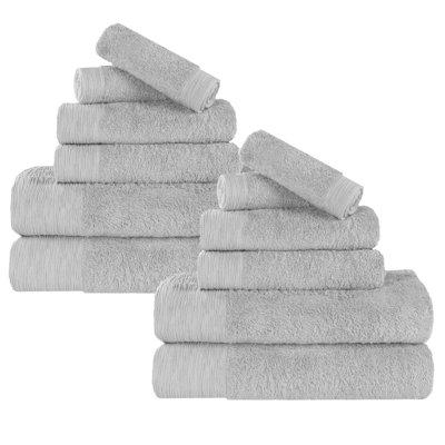Ebern Designs Rayon From Bamboo Cotton Blend Eco-Friendly Hypoallergenic Soft Highly-Absorbent Solid 12 Piece Bathroom Towel Set Rayon from Bamboo/Cotton Blend | Wayfair