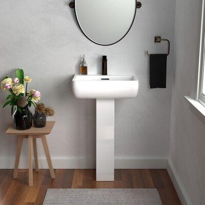 Barclay Metropolitan Vitreous China Rectangular Pedestal Bathroom Sink w/ Overflow | Wayfair 3-931WH