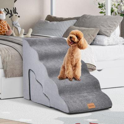Tucker Murphy Pet™ 22 Inches & 11 Inches Foam Pet Stairs Set w/ 5-Tier & 3-Tier Dog Ramps in Gray | 22 H x 16 W x 33 D in | Wayfair