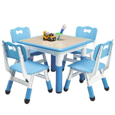 gaomon MDF Adjustable Square 4 Students Activity Table & Chairs Laminate | 25.59 W in | Wayfair ljh-PTO_0YUM48D5