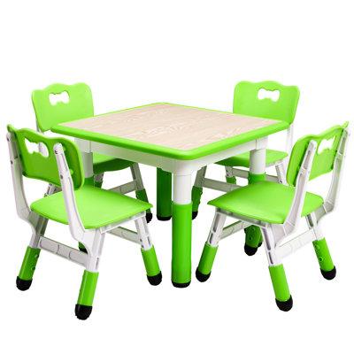 gaomon MDF Adjustable Square 4 Students Activity Table & Chairs Laminate | 25.59 W in | Wayfair ljh-PTO_0YUMQAM5