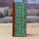 Teal Thoughts,'Handcrafted Teal Amate Paper Notebook with Suede Accents'