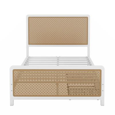 Myhomekeepers Metal Platform Bed w/ 2 Drawers(Expected Arrival Time:4.5) Metal in Brown/White | 47.2 H x 78.3 W x 54.1 D in | Wayfair YJYX14798A