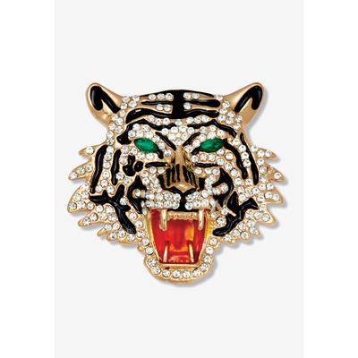 Women's Marquise Cut Green Crystal And Enamel Goldtone Tiger Pin Pendant by PalmBeach Jewelry in Green