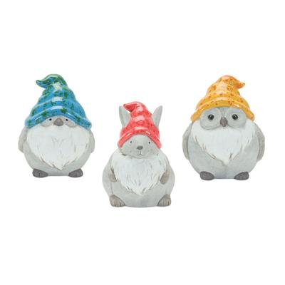 Whimsical Animal Gnome Garden Statue (Set Of 12) by Melrose in Red