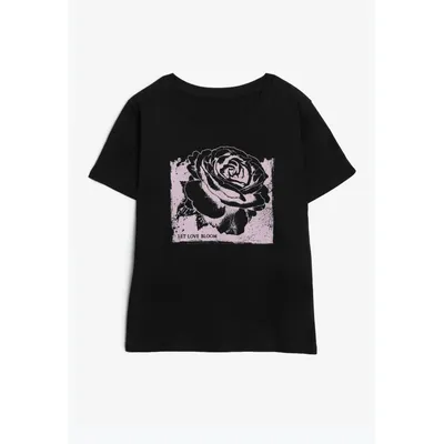 Maurices Women's S (9) Size Girls Let Love Bloom Rose Graphic Tee