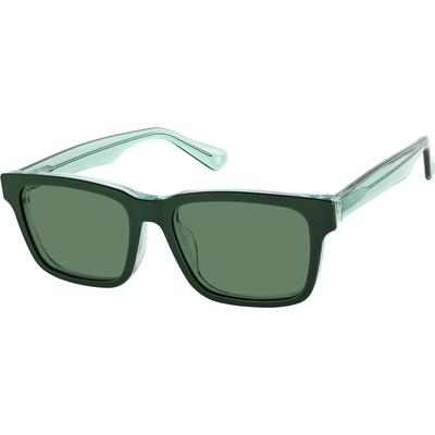 Zenni Men's Rectangle Prescription Glasses W/ Snap-On Sunlens Green Plastic Full Rim Frame