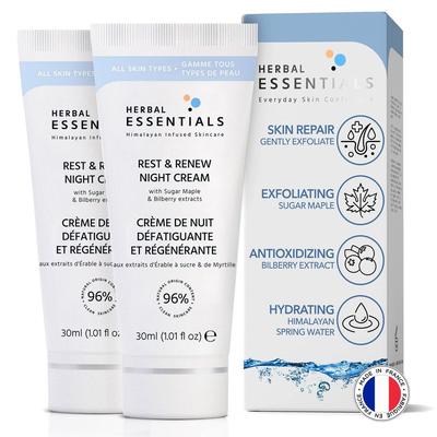 Herbal Essentials Rest & Renew Night Cream With Sugar Maple & Bilberry Extracts - 2-PACK