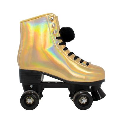 Cosmic Skates Gold Iridescent Pom Pom Roller Skates - Gold - 6