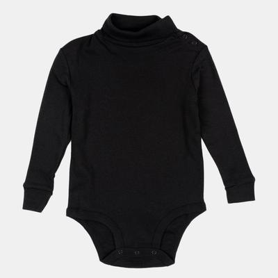 Leveret Baby Cotton Turtleneck Bodysuit - Black - 3-6M