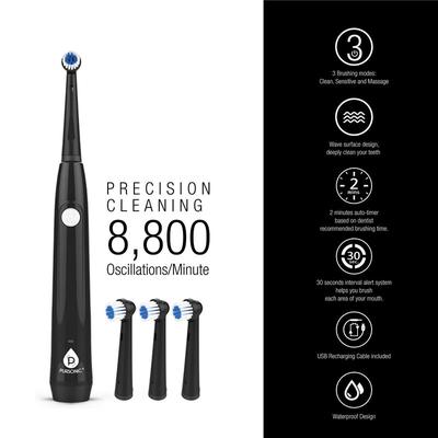PURSONIC USB Rechargeable Rotary Toothbrush - Black
