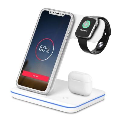 Fresh Fab Finds 15W 3-In-1 Wireless Charger Stand For iWatch Series 5/4/3/2/1, AirPods, iPhone 11/11 Pro/Xs/X Max/XR/X/8/8Plus & Samsung - White