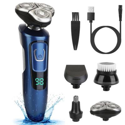 Fresh Fab Finds 4-in-1 Rechargeable Shaver Kit: Electric Razor, Head Beard Trimmer, IPX7 Waterproof, Dry/Wet Grooming. Cordless. - Black