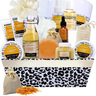 Pure Parker Above and Beyond Mango Melon & Sweet Orange Spa Gift Basket. Essential Oils Spa Bath Set