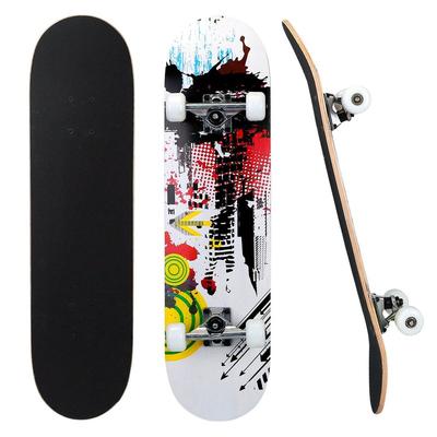 Fresh Fab Finds 31" x 8" Skateboards Complete Standard Skate Boards For Girls Boys Beginner 9 Layers Maple Concave Skateboard For Kids Youth Teens - Multi
