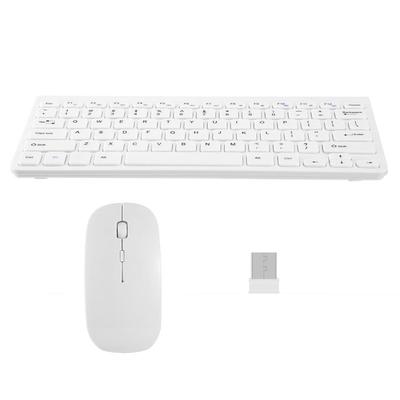 Fresh Fab Finds 2.4GHz Wireless Keyboard Mouse Combos with USB Receiver - Notebook Laptop Mac PC TV - Office Supplies - White