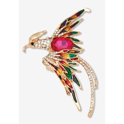 Women's Oval Cut Pink Crystal And Enamel Goldtone Phoenix Pin Pendant by PalmBeach Jewelry in Pink