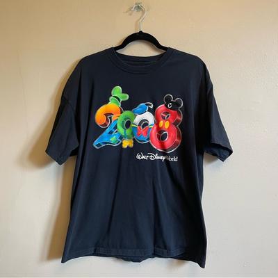 Disney Shirts | Disney Xl Hanes Short Sleeve T-Shirt 2008 Walt Disney World Hats Navy Blue | Color: Blue/Red | Size: Xl