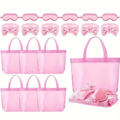 18 Pcs Spa Party Supplies For Girls 6 Tote Bags 6 Headbands 6 Spa Masks For Flower Girl Slumber Spa Wedding Birthday Party Favors Mom Party Gifts