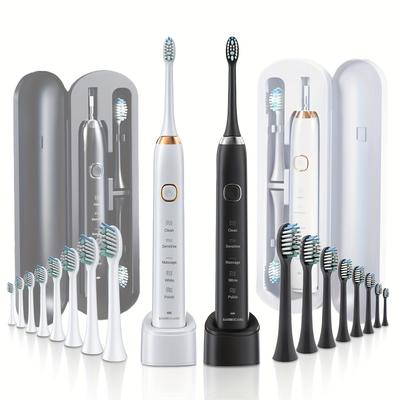 Electric Toothbrush Wireless Charging 5 Brushing Modes With Travel Box Brush Head Dust Cover 6 Soft Bristle Brush Heads